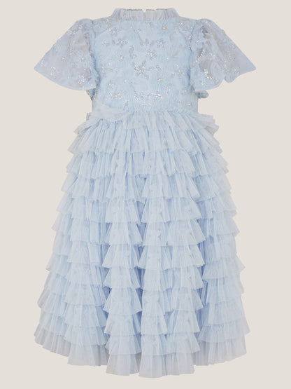Monsoon Pale Blue Shikha Floral Embellished Tiered Ruffle Dress image 2