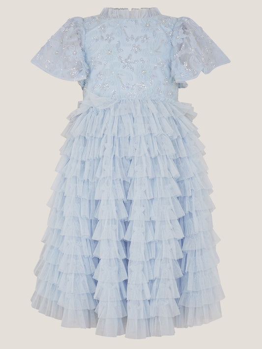 Monsoon Pale Blue Shikha Floral Embellished Tiered Ruffle Dress image 2