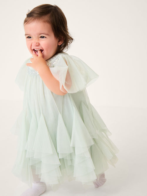 Monsoon Sage Green Nessa Sparkle Collar Waterfall Dress image 1