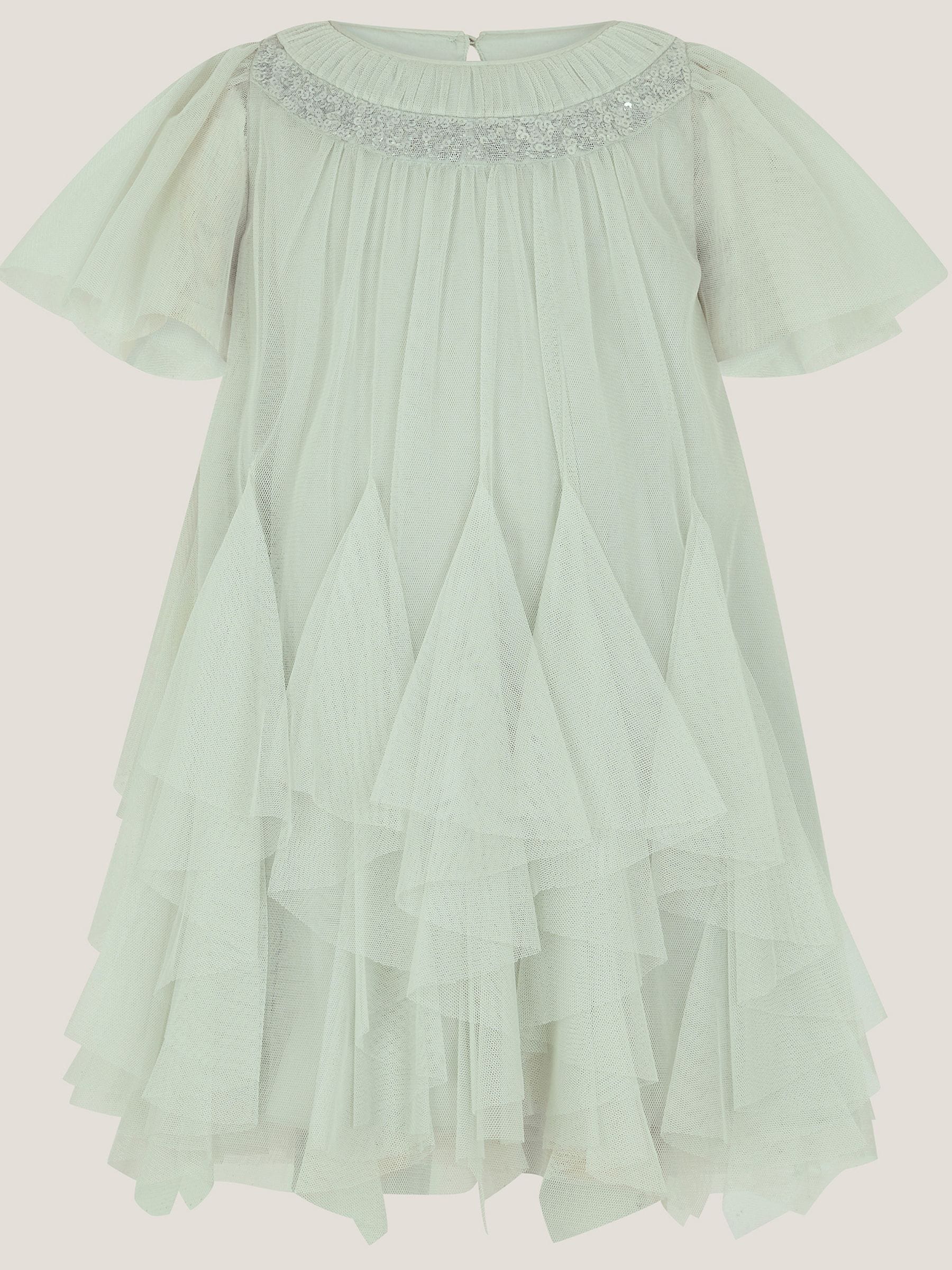 Monsoon Sage Green Nessa Sparkle Collar Waterfall Dress image 2