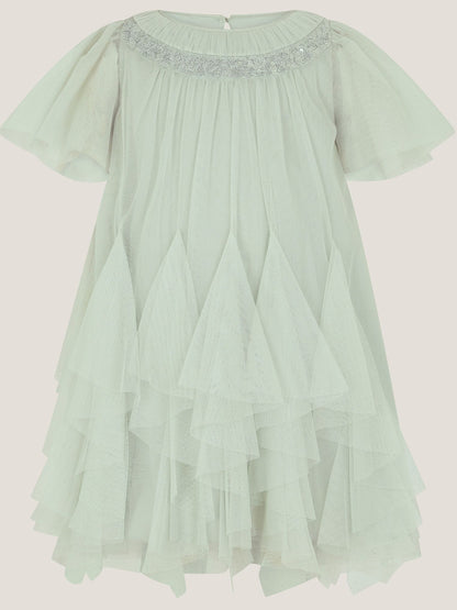 Monsoon Sage Green Nessa Sparkle Collar Waterfall Dress image 2