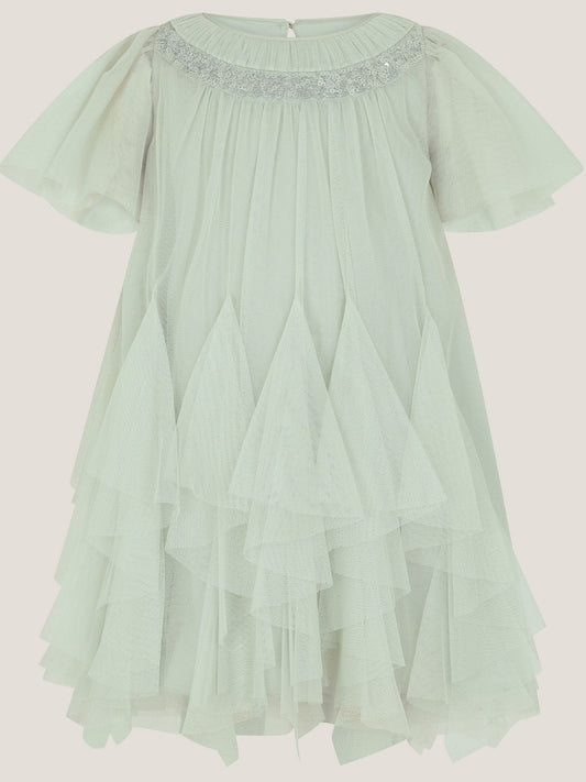 Monsoon Sage Green Nessa Sparkle Collar Waterfall Dress image 2