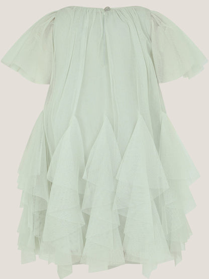 Monsoon Sage Green Nessa Sparkle Collar Waterfall Dress image 3