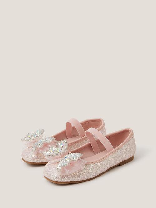 Dsiney Kidz - Monsoon Pink Sparkle Butterfly Ballet Flats Shoes image 1
