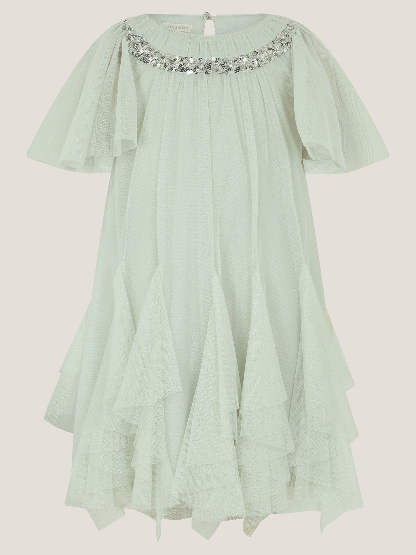 Monsoon Sage Green Nessa Sparkle Collar Waterfall Dress image 2