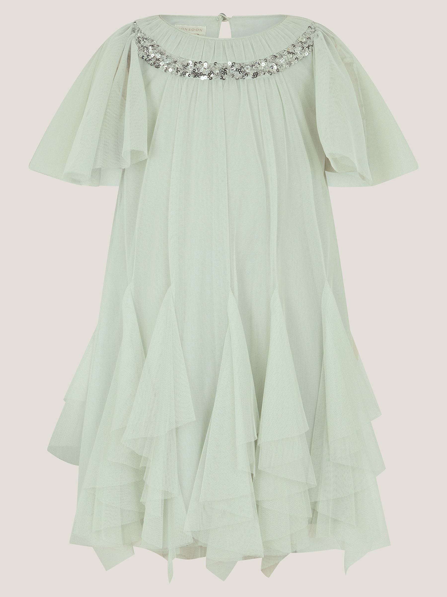 Monsoon Sage Green Nessa Sparkle Collar Waterfall Dress image 2