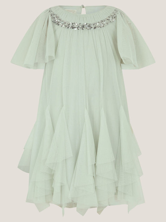 Monsoon Sage Green Nessa Sparkle Collar Waterfall Dress image 2
