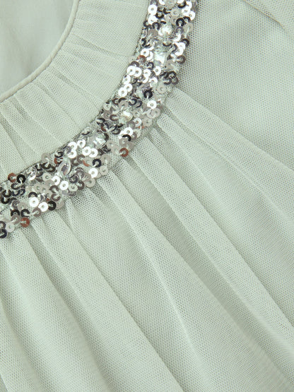 Monsoon Sage Green Nessa Sparkle Collar Waterfall Dress image 4