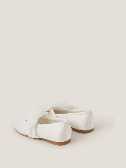 Monsoon Cream Flower Strap Satin Ballet Flats image 2