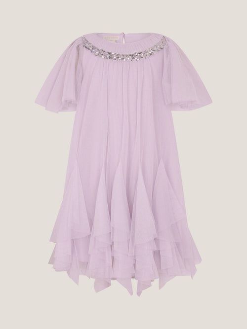Dsiney Kidz - Monsoon Lilac Purple Nessa Sparkle Collar Waterfall Dress image 1