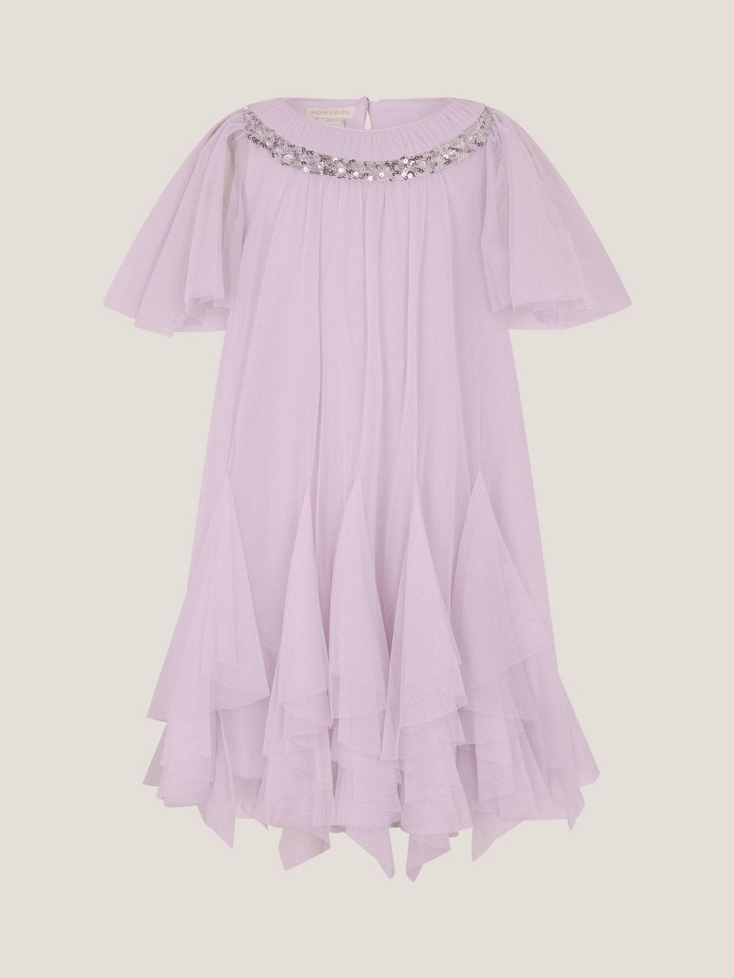 Monsoon Lilac Purple Nessa Sparkle Collar Waterfall Dress image 1