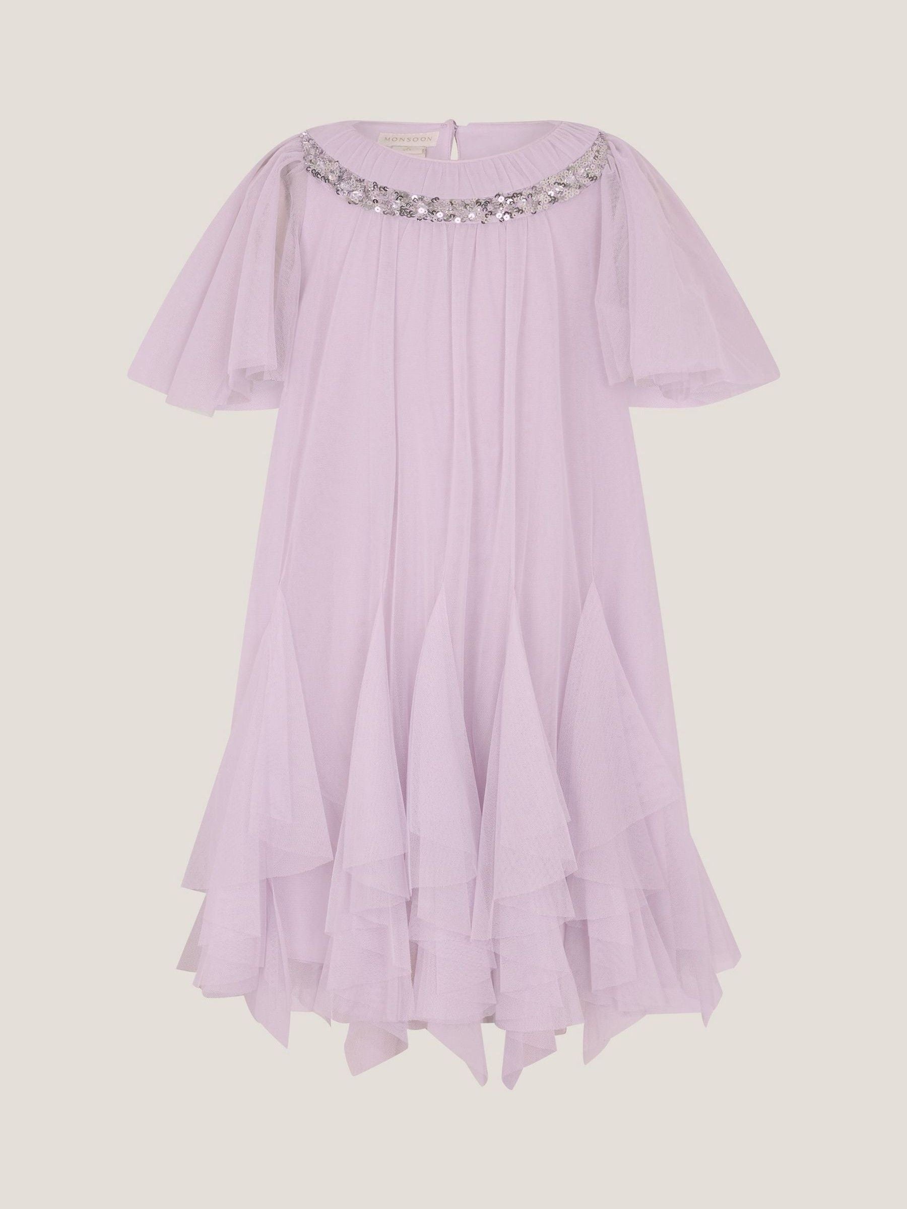 Monsoon Lilac Purple Nessa Sparkle Collar Waterfall Dress image 1