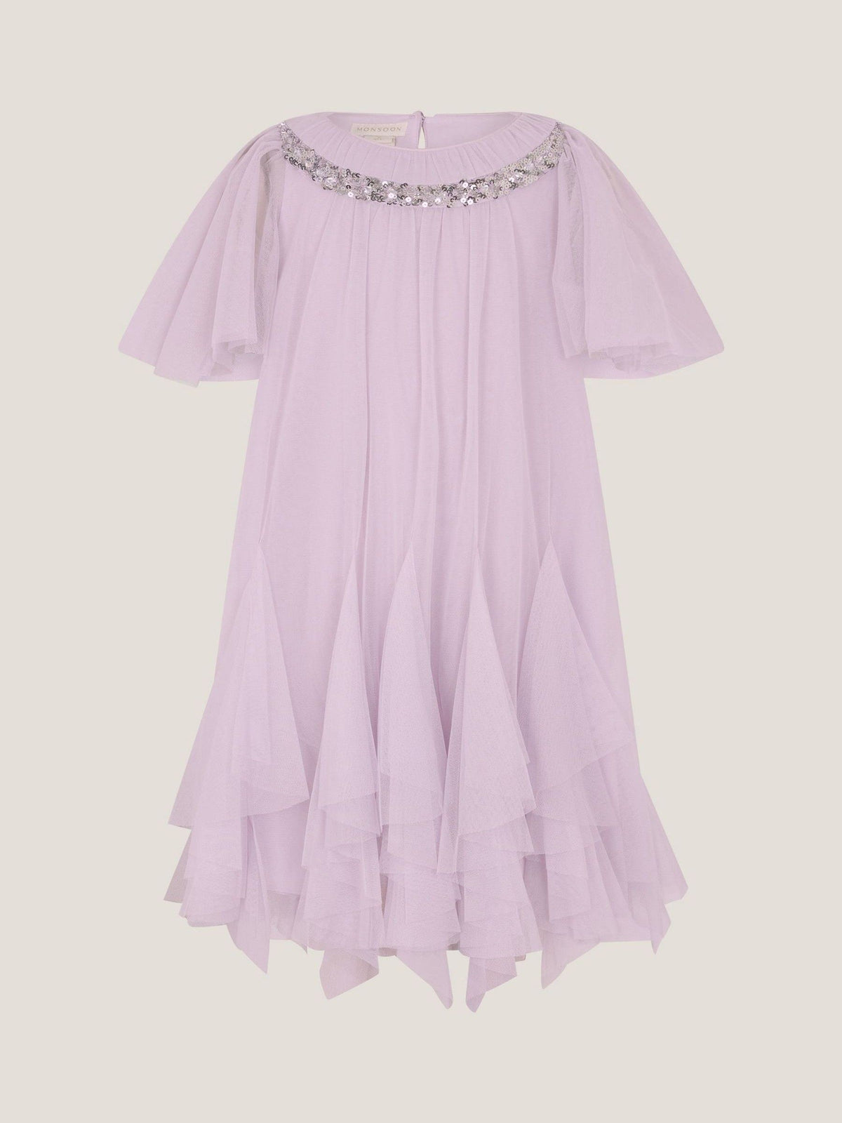 Dsiney Kidz - Monsoon Lilac Purple Nessa Sparkle Collar Waterfall Dress image 1