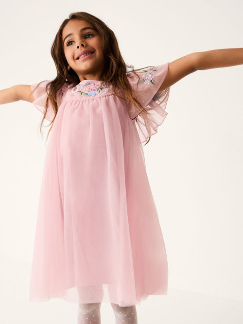 Monsoon Pink Evita Floral Embroidered Swing Dress image 1