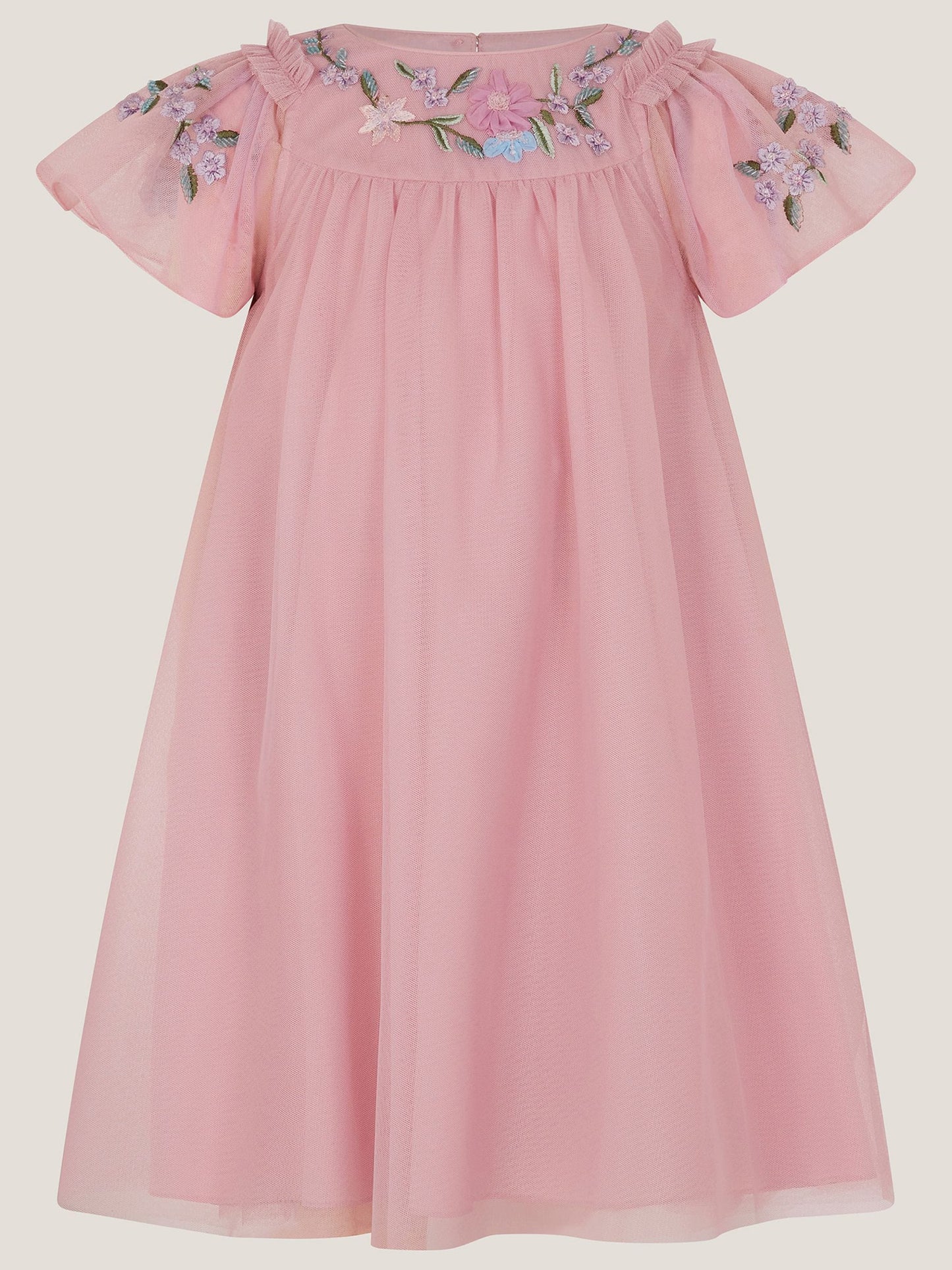 Monsoon Pink Evita Floral Embroidered Swing Dress image 2