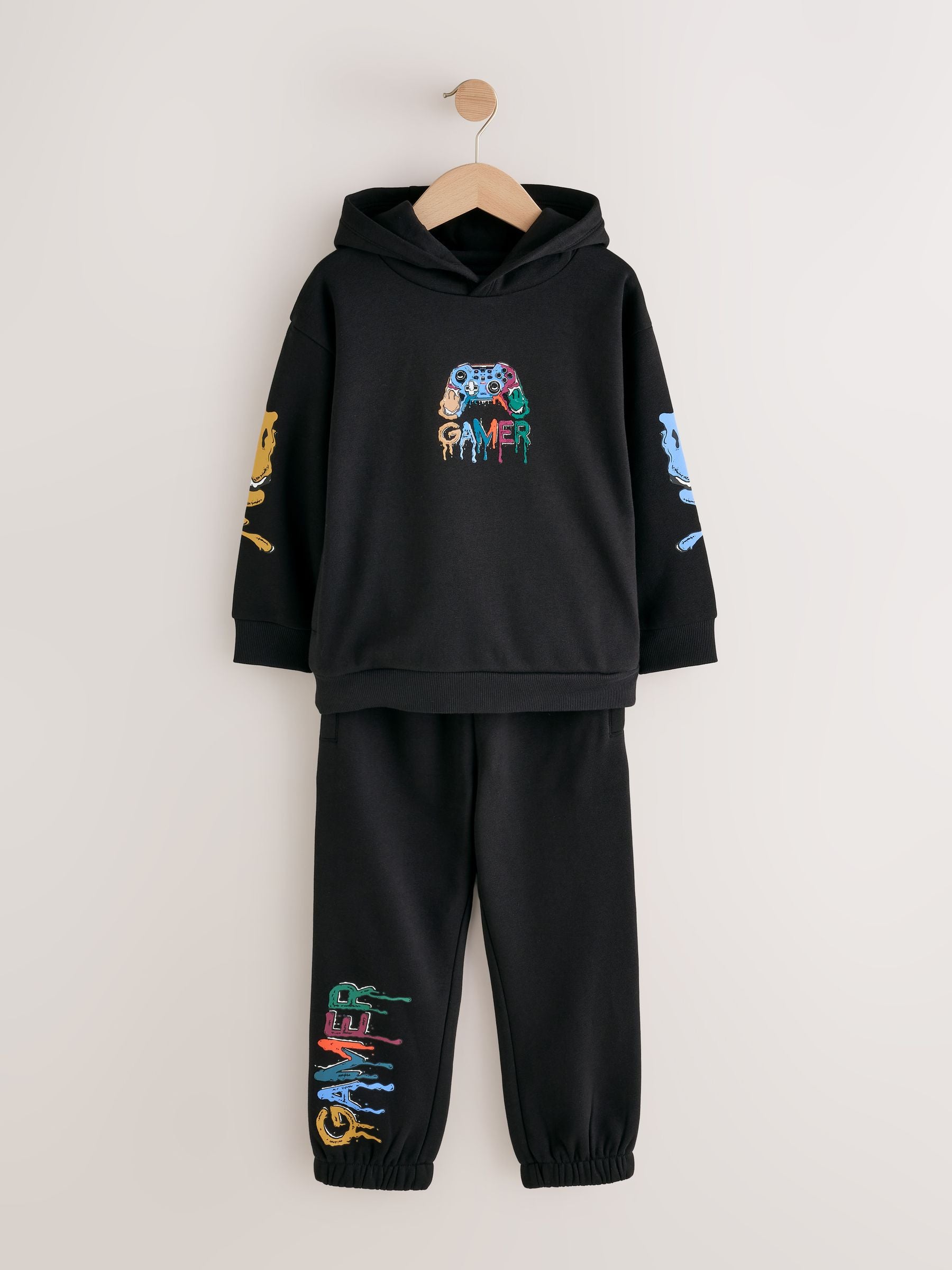 Dsiney Kidz - Black Gamer Regular Fit Print Hoodie Joggers Set (3-16yrs) image 1