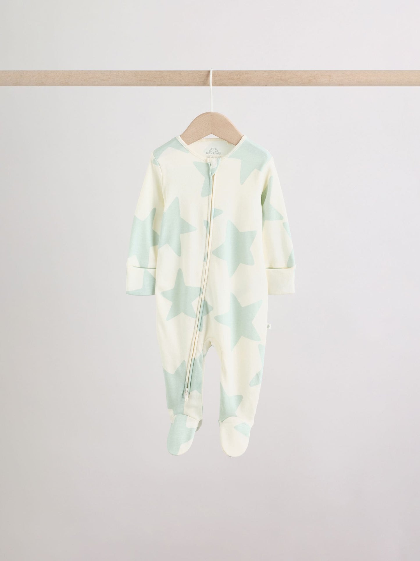 Green Star Two Way Zip Baby Sleepsuits 5 Pack (0mths-2yrs) image 2