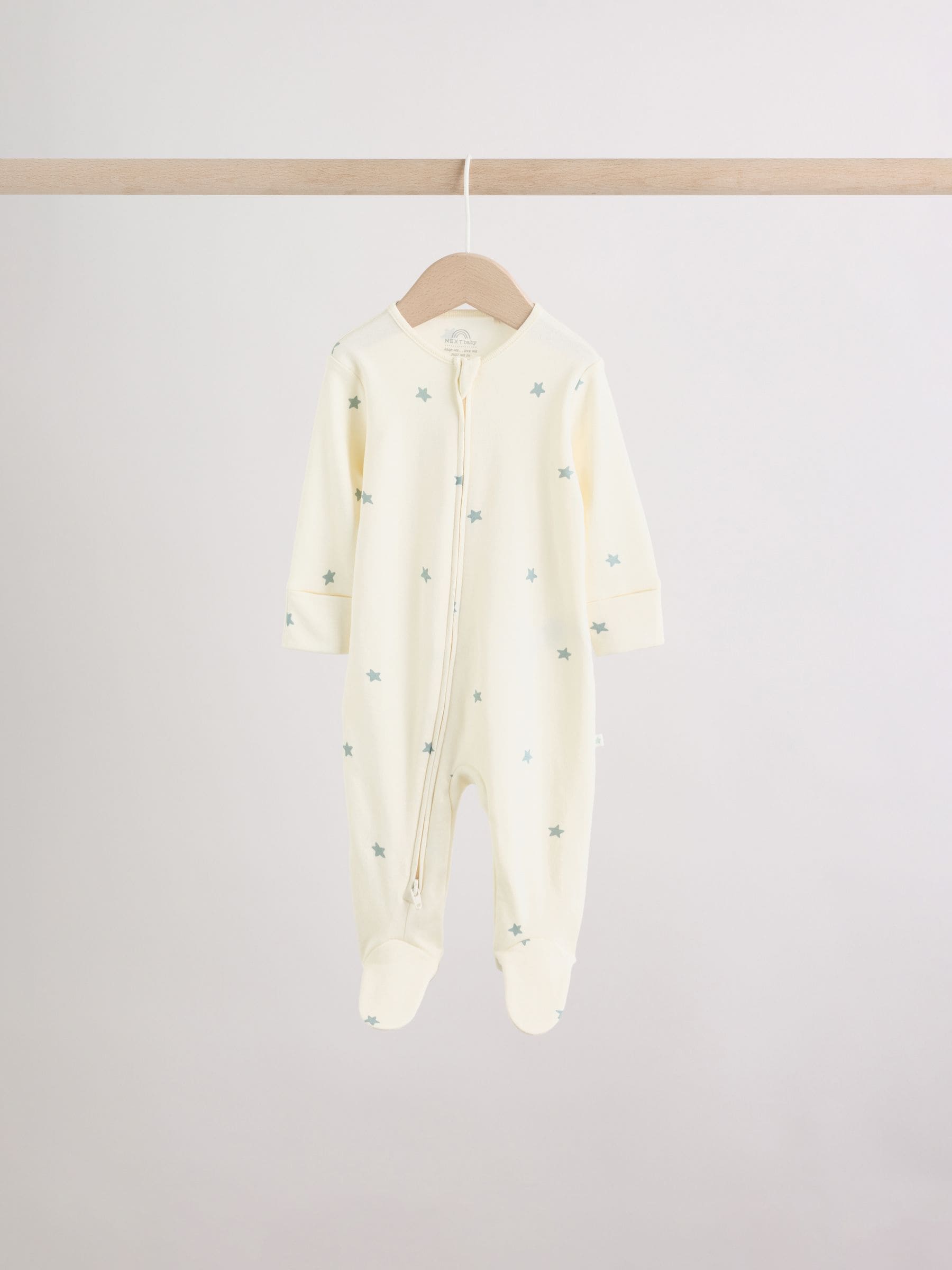 Green Star Two Way Zip Baby Sleepsuits 5 Pack (0mths-2yrs) image 3