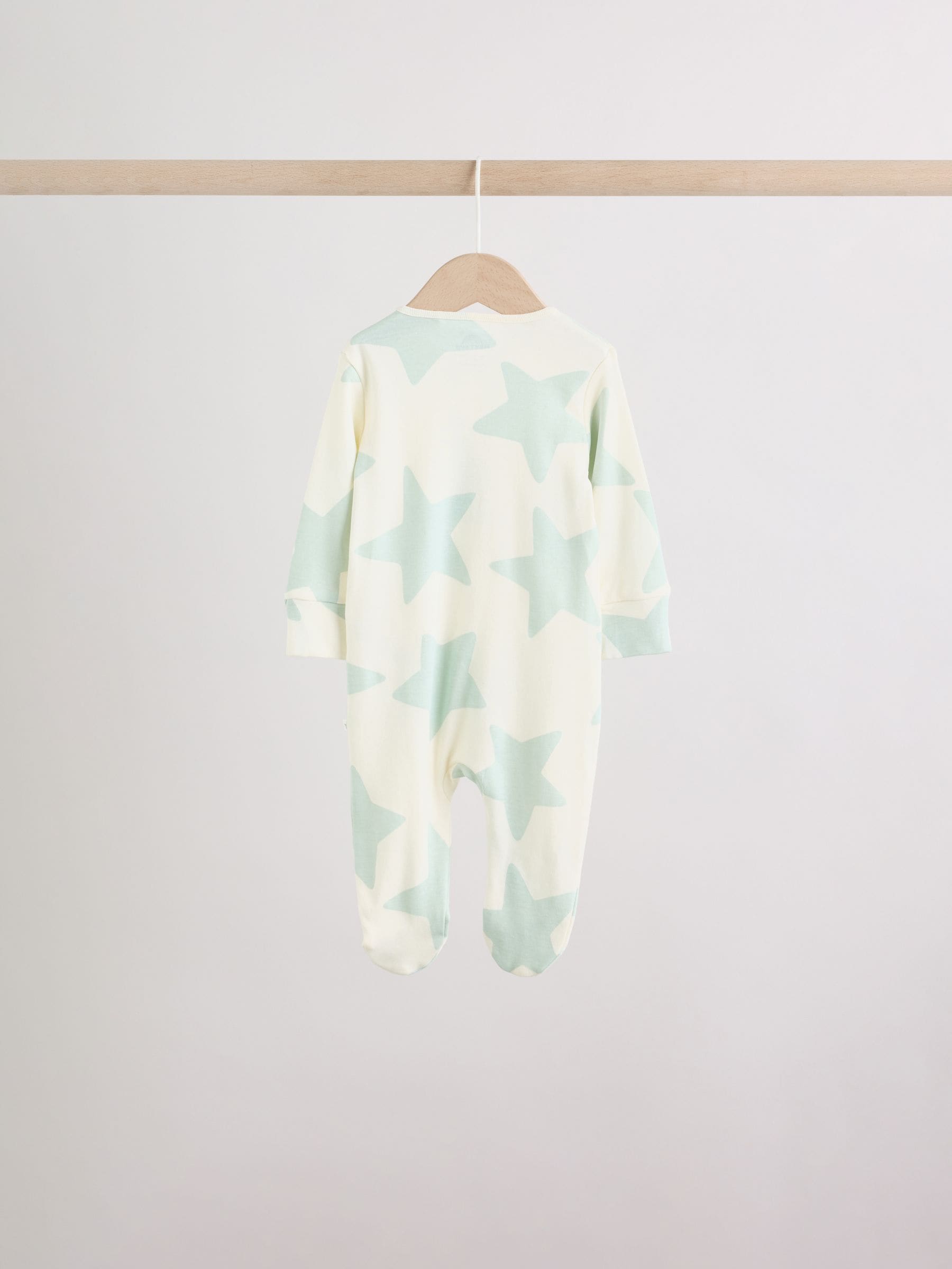 Green Star Two Way Zip Baby Sleepsuits 5 Pack (0-2yrs) image 4