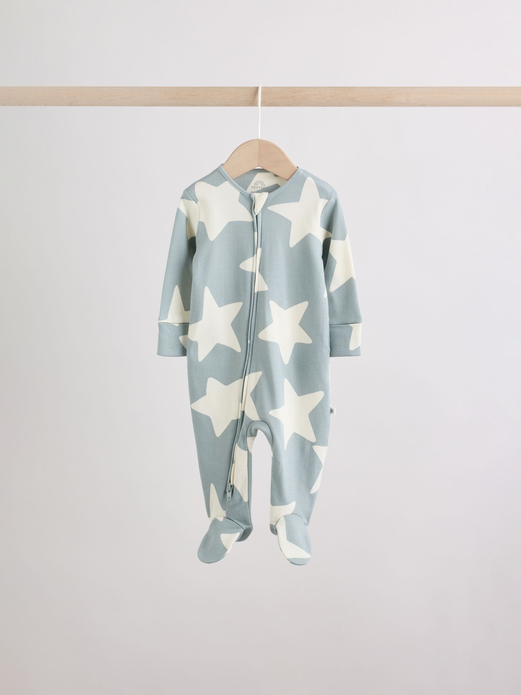 Green Star Two Way Zip Baby Sleepsuits 5 Pack (0mths-2yrs) image 5