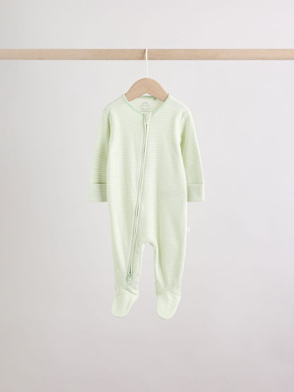Green Star Two Way Zip Baby Sleepsuits 5 Pack (0-2yrs) image 6