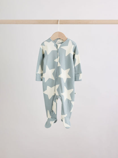 Green Star Two Way Zip Baby Sleepsuits 5 Pack (0-2yrs) image 7
