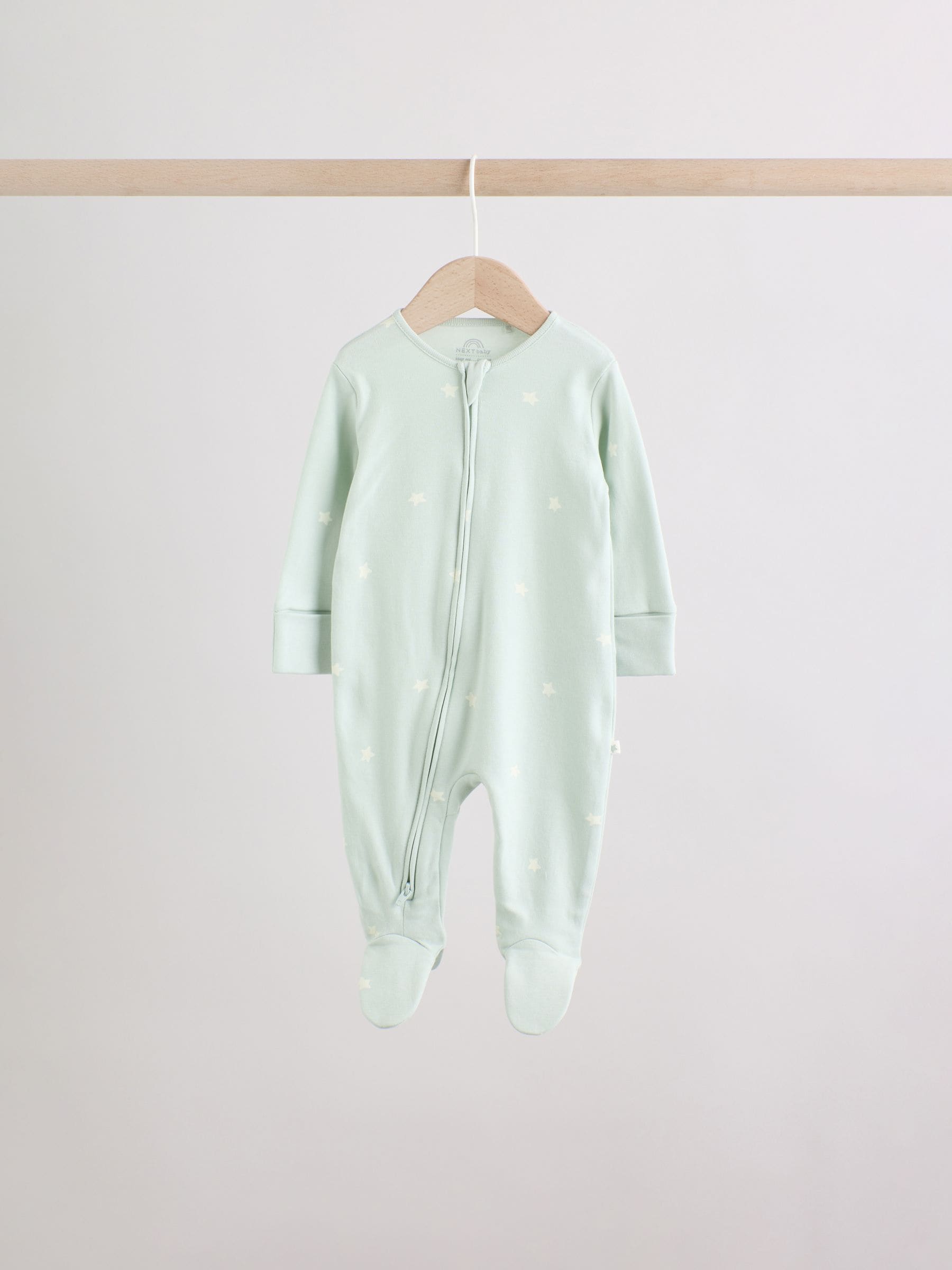 Green Star Two Way Zip Baby Sleepsuits 5 Pack (0-2yrs) image 8
