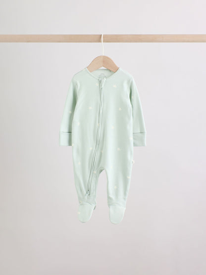 Green Star Two Way Zip Baby Sleepsuits 5 Pack (0-2yrs) image 8