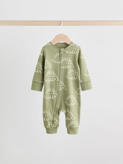 Multi Dino Two Way Zip Baby Sleepsuits 5 Pack (0mths-3yrs) image 2