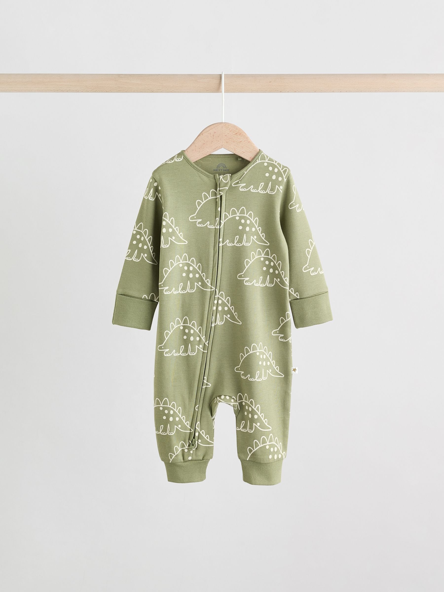 Multi Dino Two Way Zip Baby Sleepsuits 5 Pack (0mths-3yrs) image 2