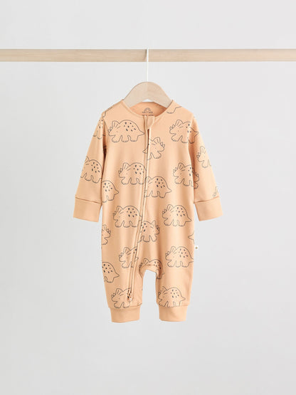 Multi Dino Two Way Zip Baby Sleepsuits 5 Pack (0mths-3yrs) image 3