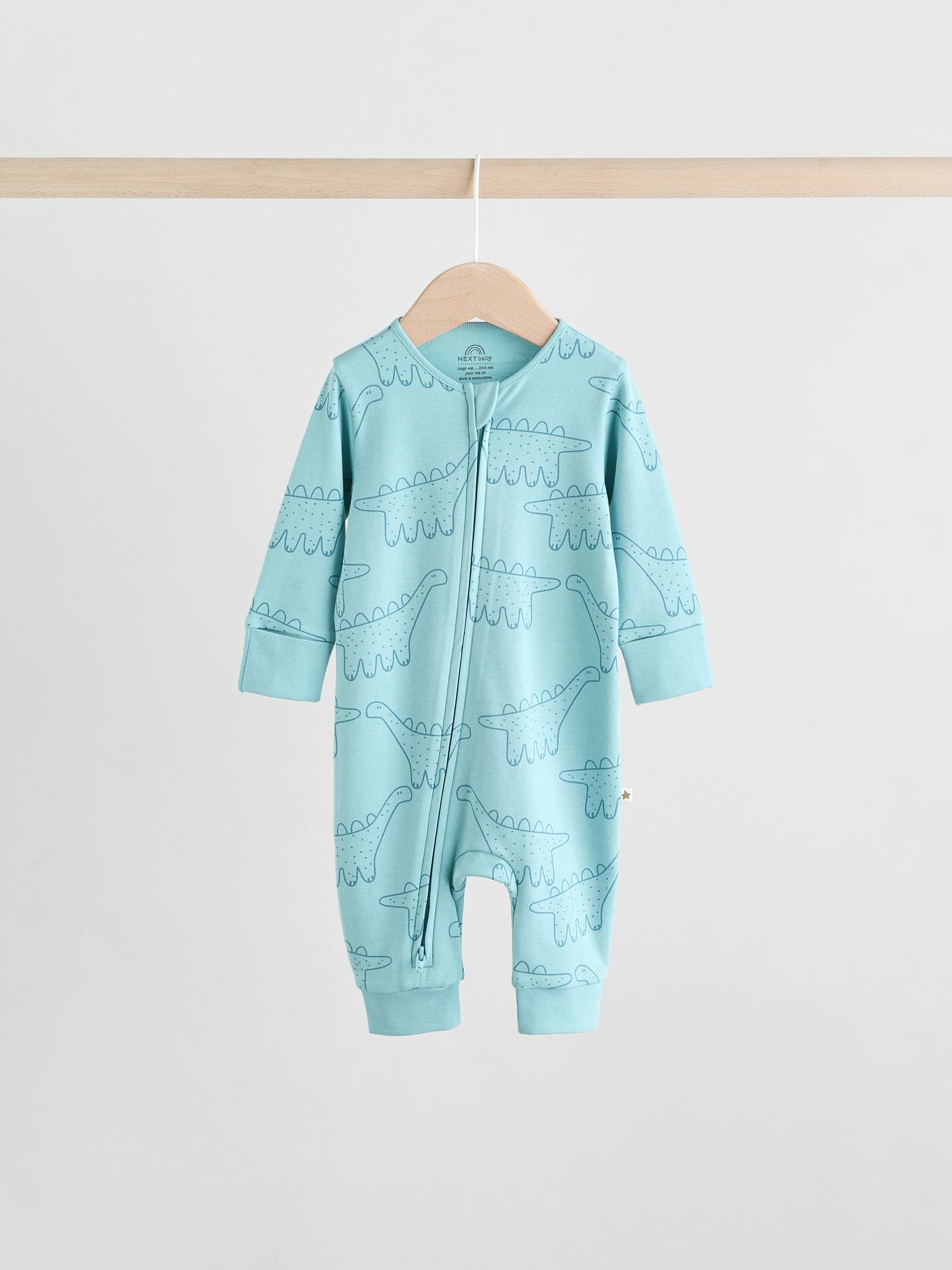 Multi Dino Two Way Zip Baby Sleepsuits 5 Pack (0mths-3yrs) image 4