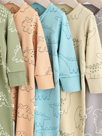 Multi Dino Two Way Zip Baby Sleepsuits 5 Pack (0mths-3yrs) image 9