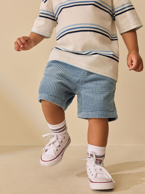 Mid Blue Corduroy Pull On Shorts (3mths-7yrs) image 1