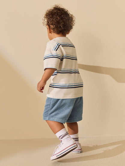 Dsiney Kidz - Mid Blue Corduroy Pull On Shorts (3mths-7yrs) image 3