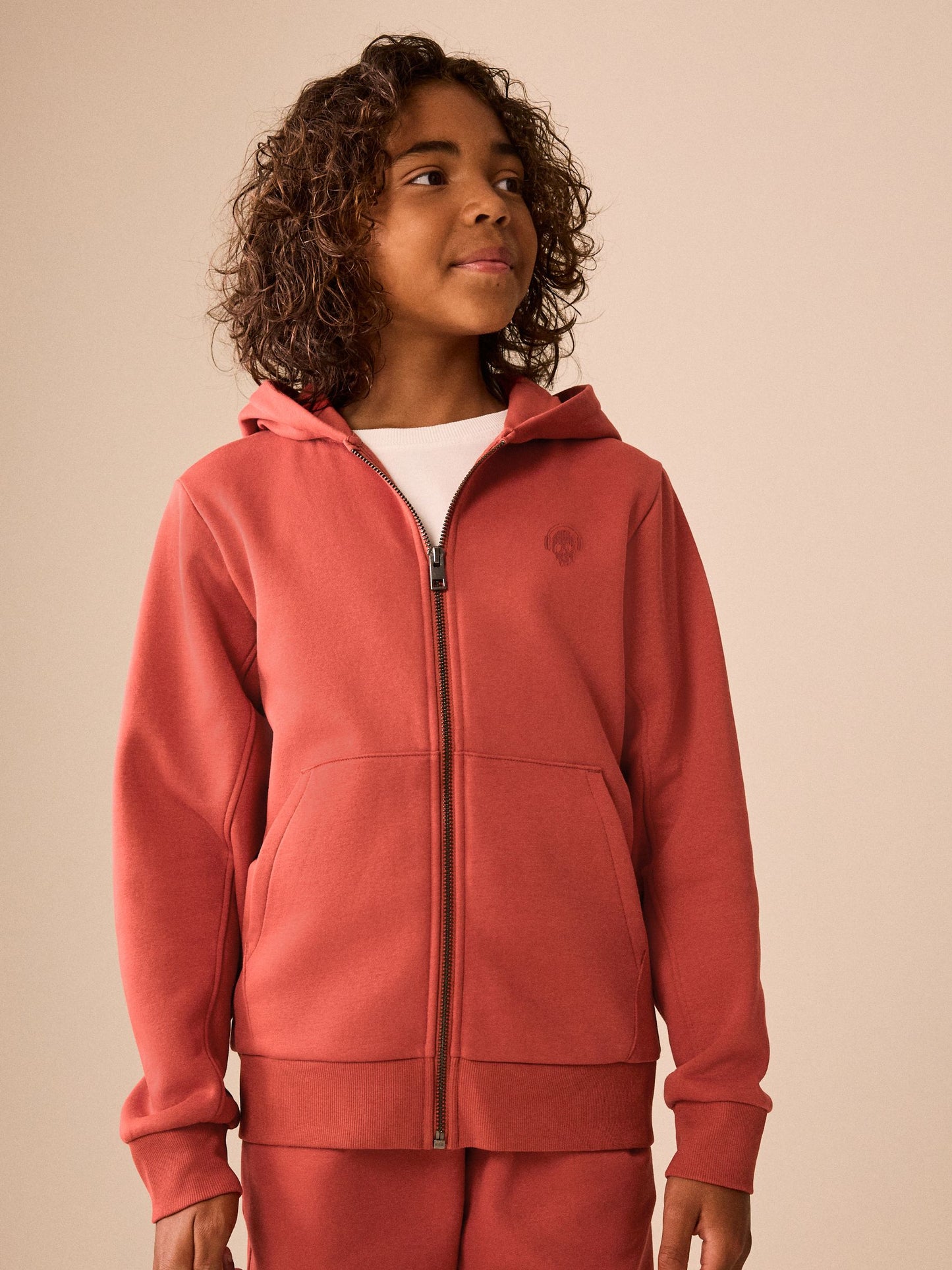 Dsiney Kidz - Rust Brown Skull Zip Through Sweat Hoodie (3-16yrs) image 1