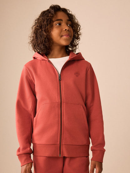 Dsiney Kidz - Rust Brown Skull Zip Through Sweat Hoodie (3-16yrs) image 1
