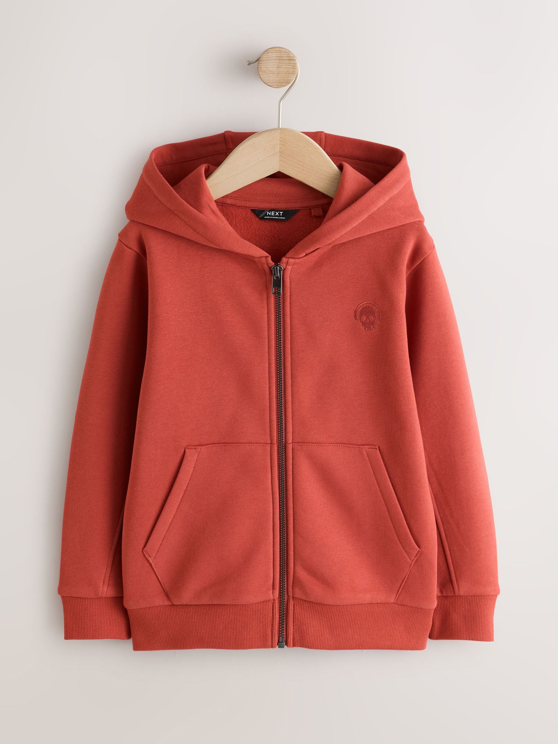 Dsiney Kidz - Rust Brown Skull Zip Through Sweat Hoodie (3-16yrs) image 5