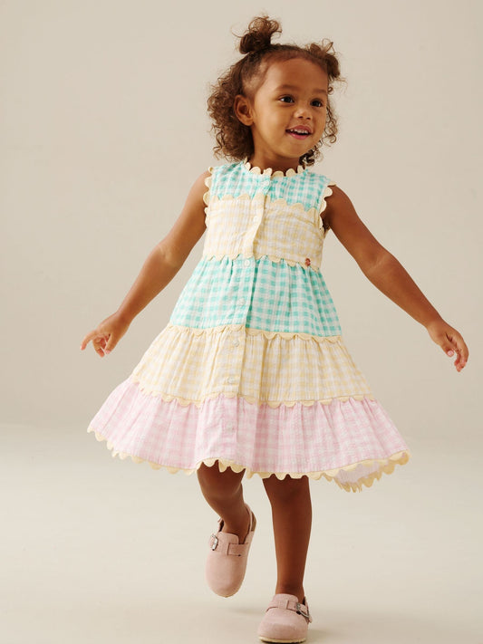 Angel & Rocket Pink Ginny Gingham Bow Waist Dress image 1