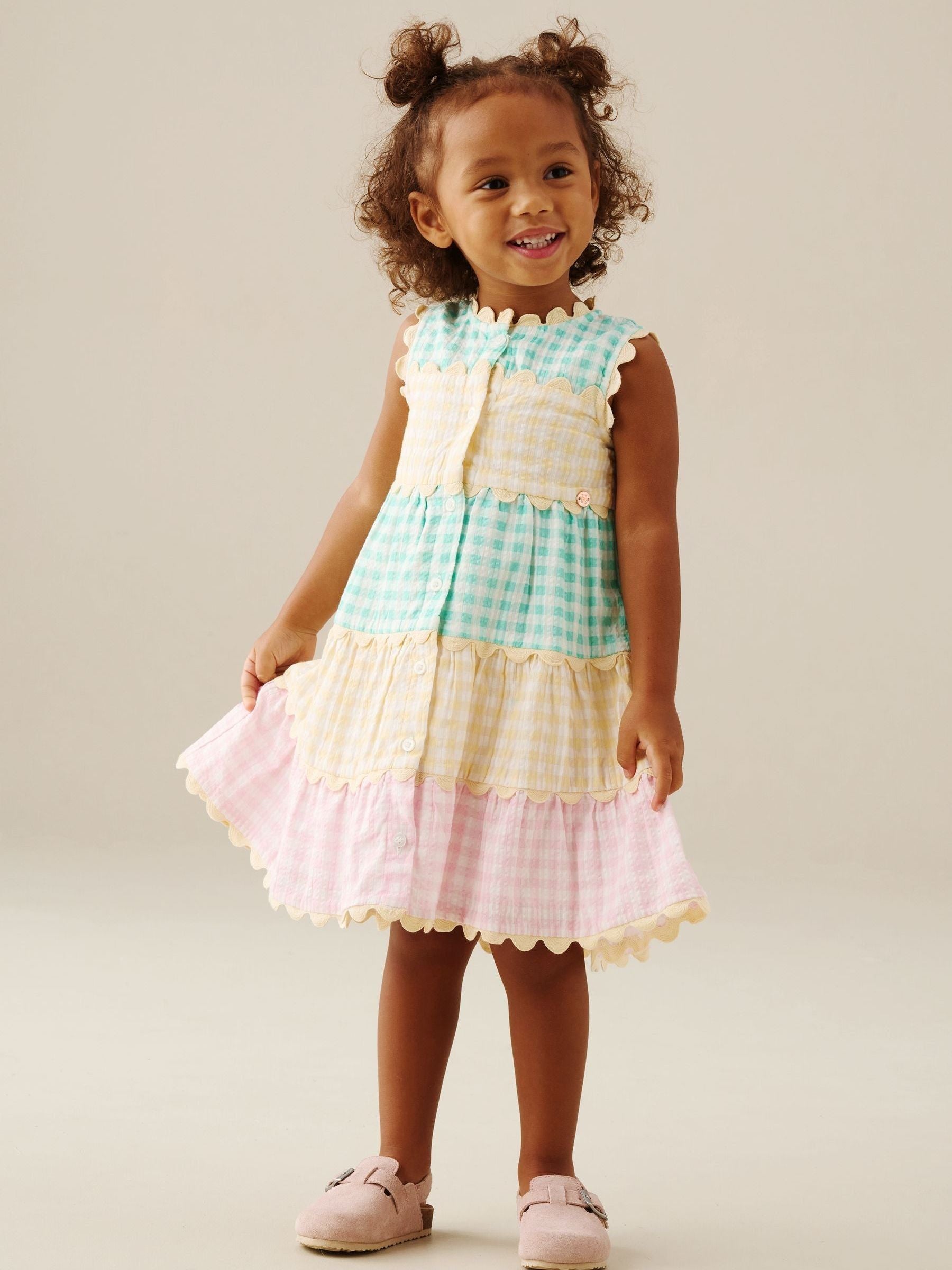 Angel & Rocket Pink Ginny Gingham Bow Waist Dress image 5