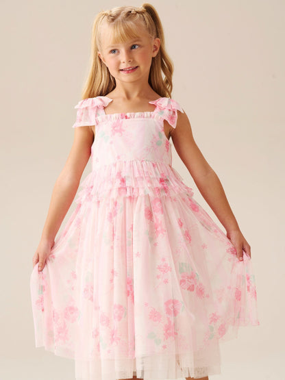 Angel & Rocket Pink Mae Floral Mesh Bow Strap Dress image 1