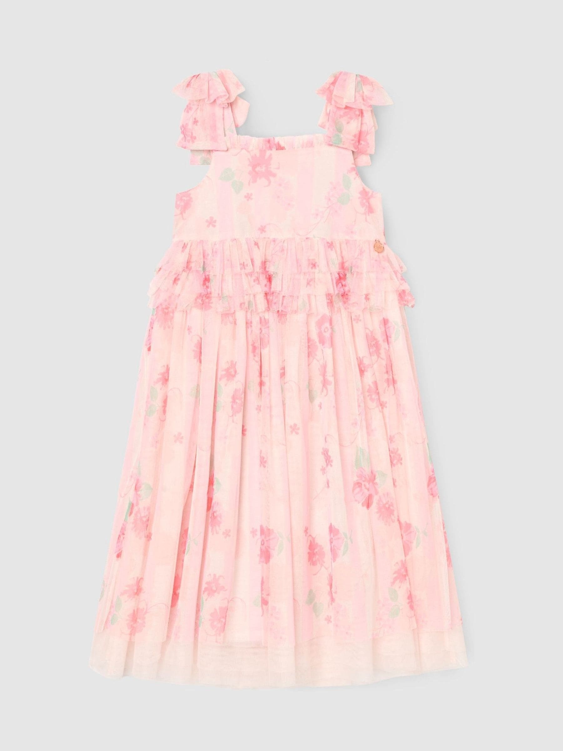 Angel & Rocket Pink Mae Floral Mesh Bow Strap Dress image 5