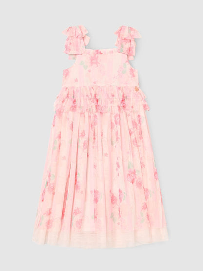 Angel & Rocket Pink Mae Floral Mesh Bow Strap Dress image 5