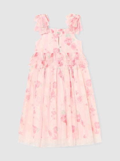 Angel & Rocket Pink Mae Floral Mesh Bow Strap Dress image 6