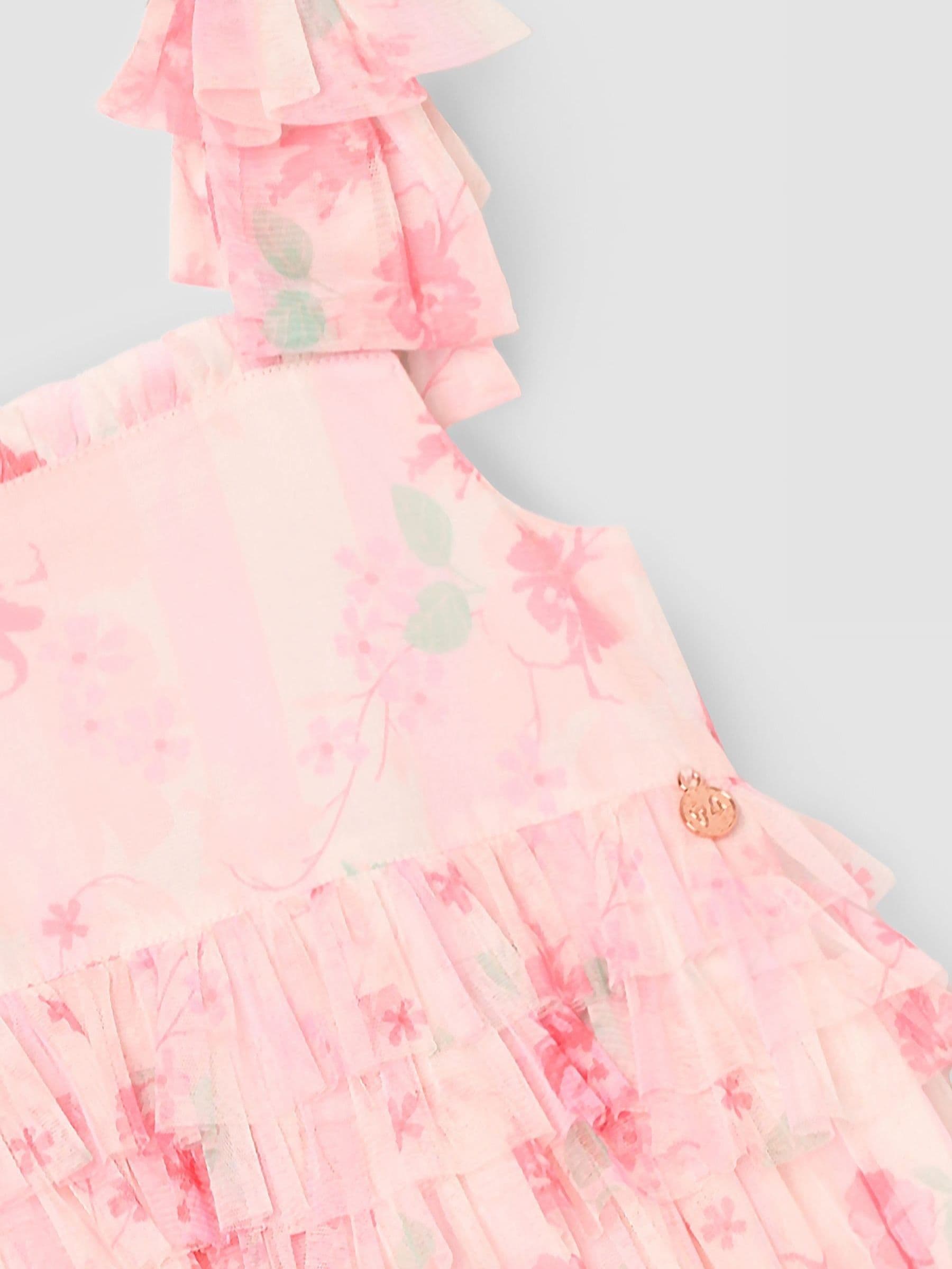 Angel & Rocket Pink Mae Floral Mesh Bow Strap Dress image 7