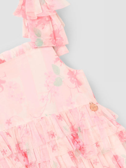 Angel & Rocket Pink Mae Floral Mesh Bow Strap Dress image 7