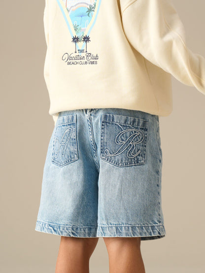 Dsiney Kidz - Angel & Rocket Blue Austin Long Line Wide Denim Shorts image 3