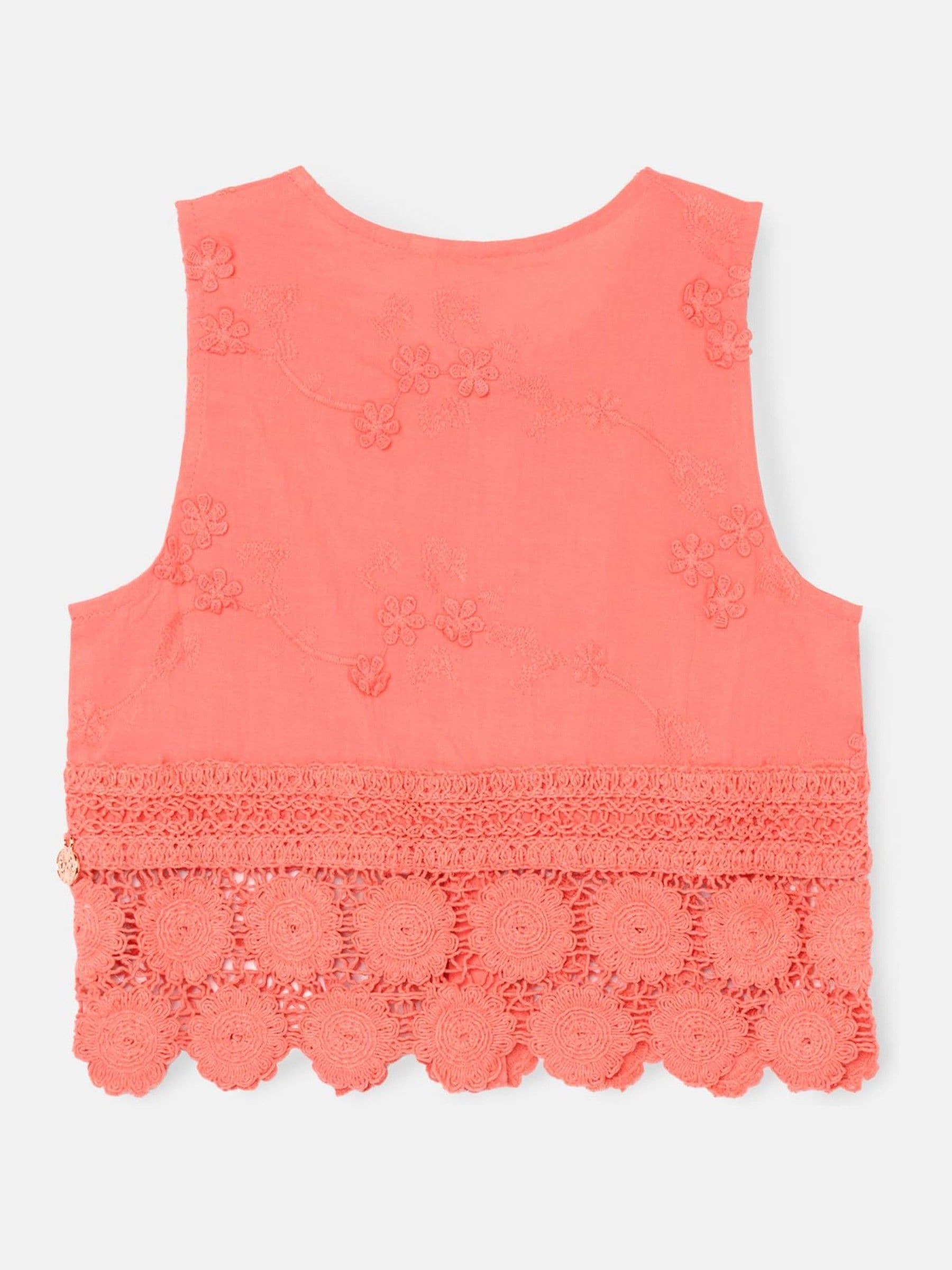 Dsiney Kidz - Angel & Rocket Pink Mila Crochet Hem Woven Top image 5