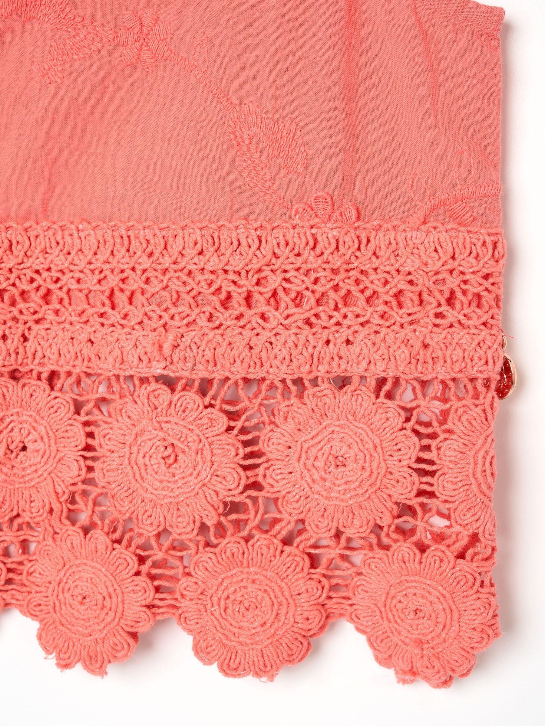 Dsiney Kidz - Angel & Rocket Pink Mila Crochet Hem Woven Top image 6