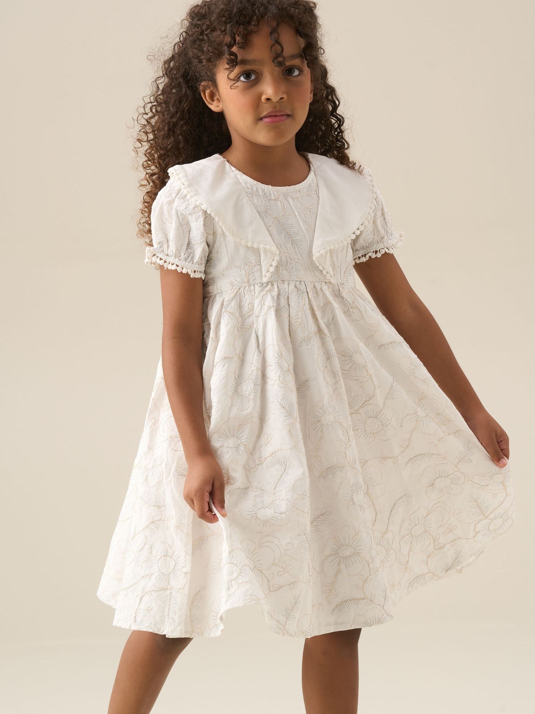 Angel & Rocket Natural Aurora Floral Embroidered Dress image 4